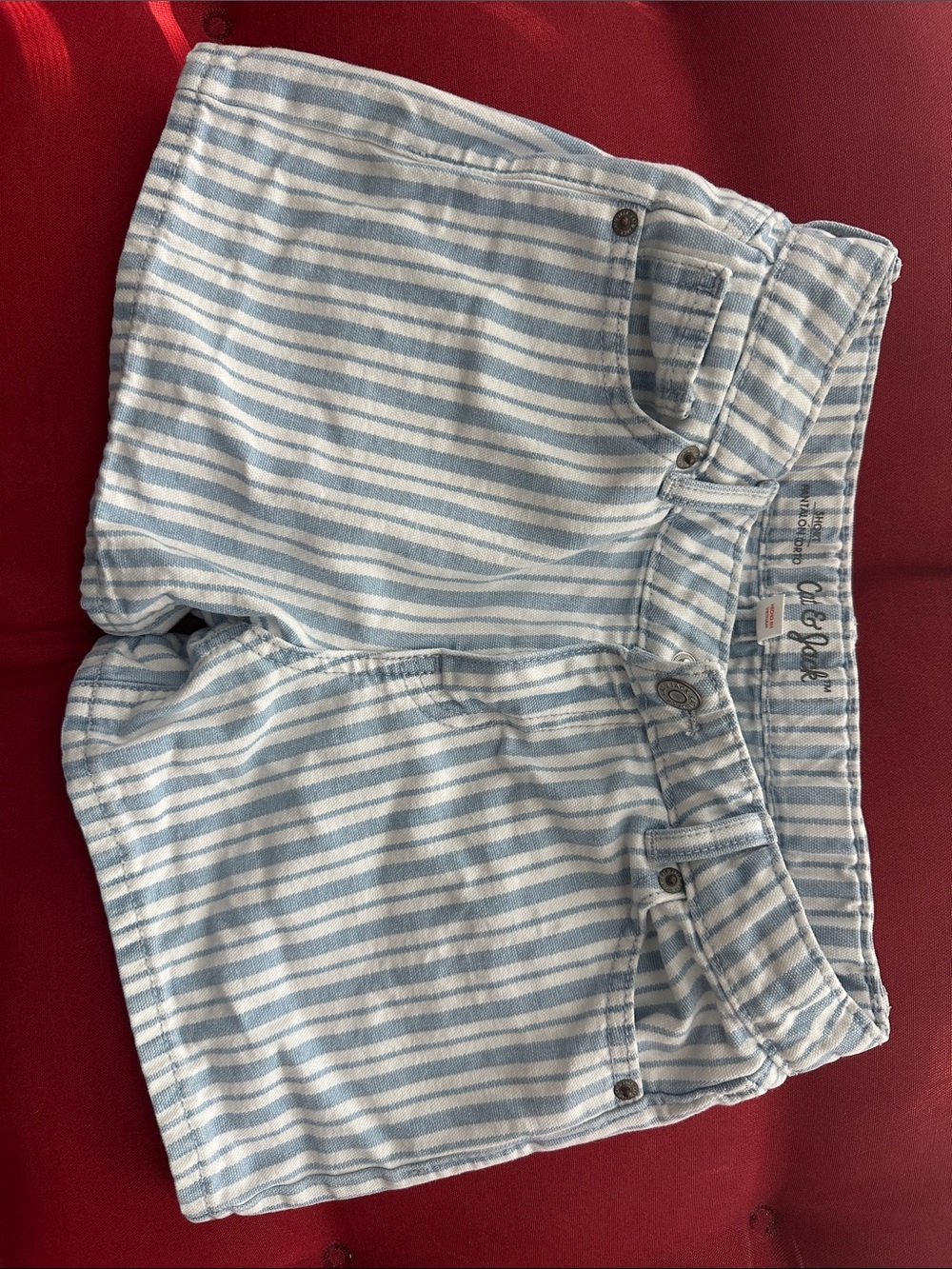 Old Navy Light Blue and White Striped Jean Shorts